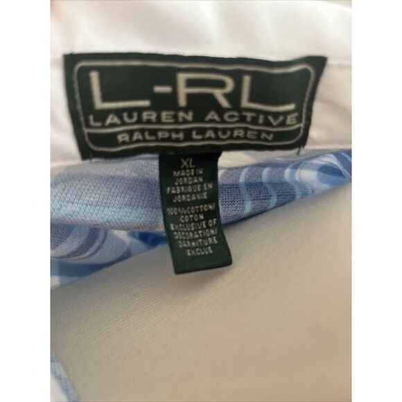 Lauren Ralph Lauren Active Plaid Blue White Preppy Collard Tank Sleeveless XL - Picture 7 of 7